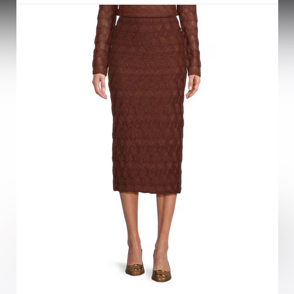 NWT Antonio Melani Evangeline Puckered Jacquard Coordinating Pencil Midi Skirt
